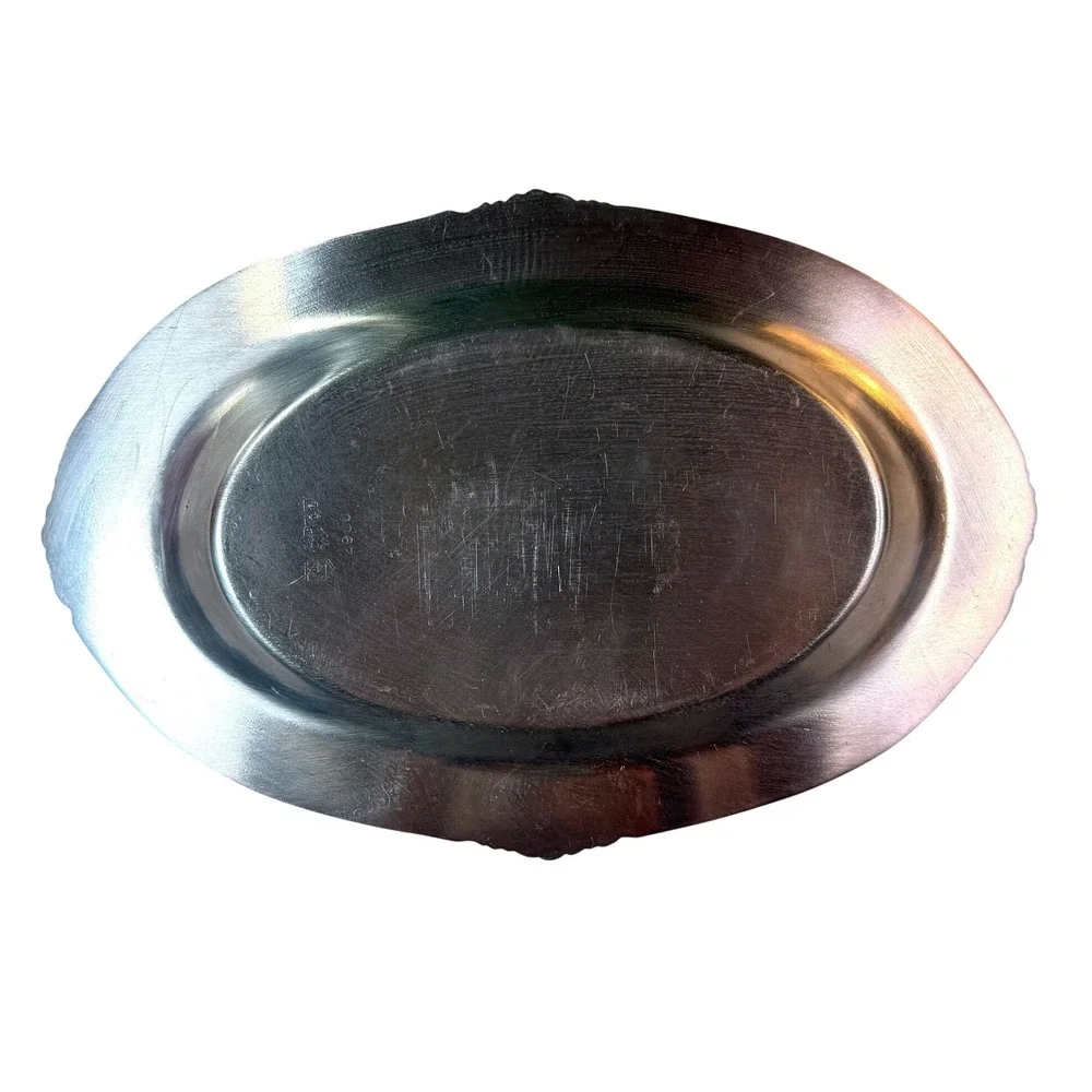 Gorham Silverplate Oval Tray Vanity Catchall Repousse Floral Grandmillennial